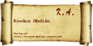 Kovács Abdiás névjegykártya